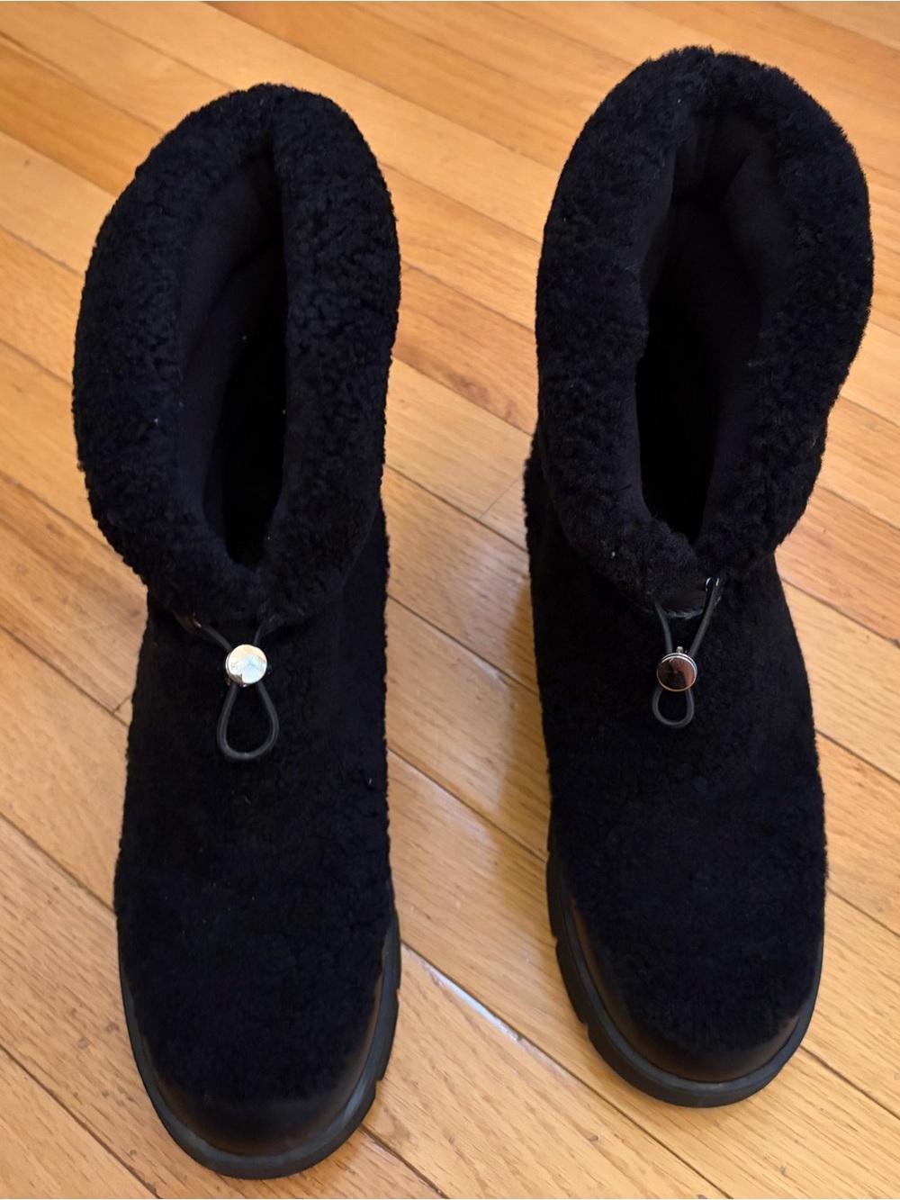 Marc Fisher Black Fleece-Lined Ankle Booties